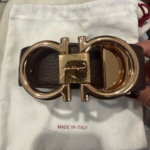 Salvatore Ferragamo Belt with Gold Buckle